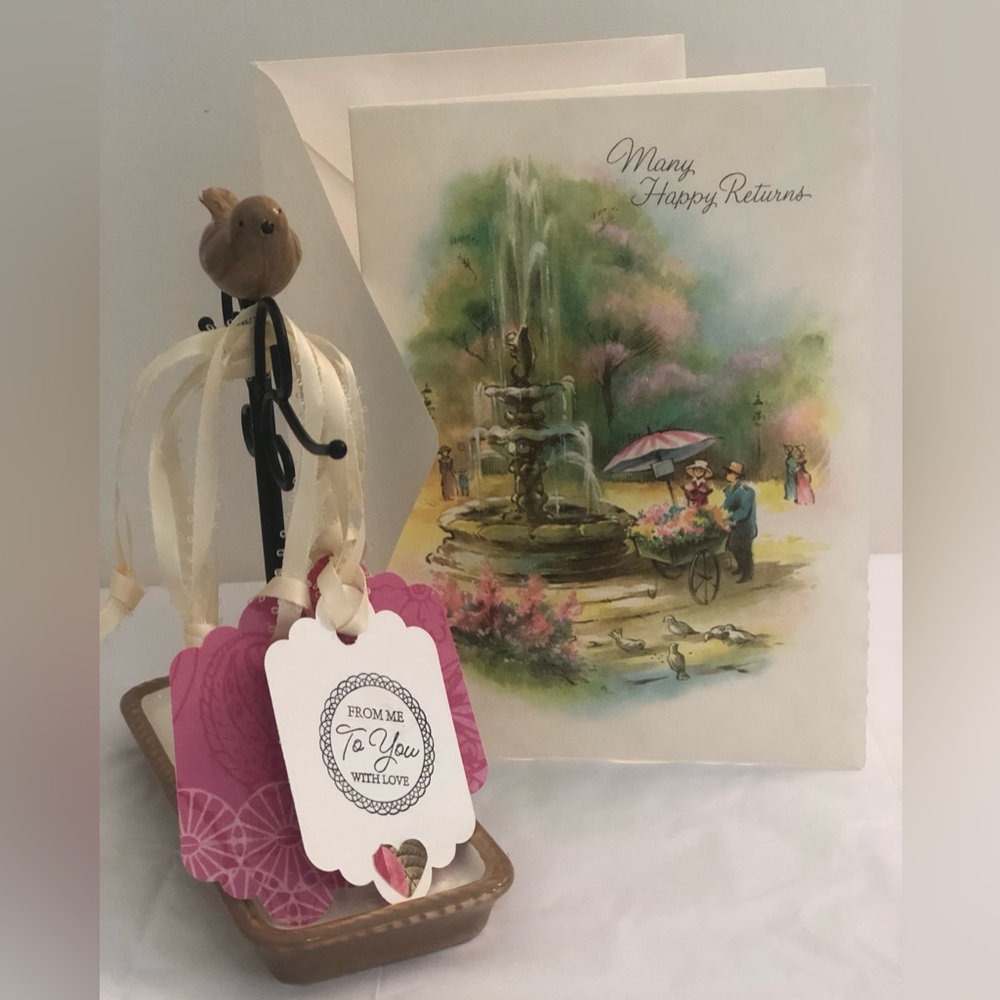 Birthday 🥳 Card (Vintage Card) with three new Gift 🎁 Tags